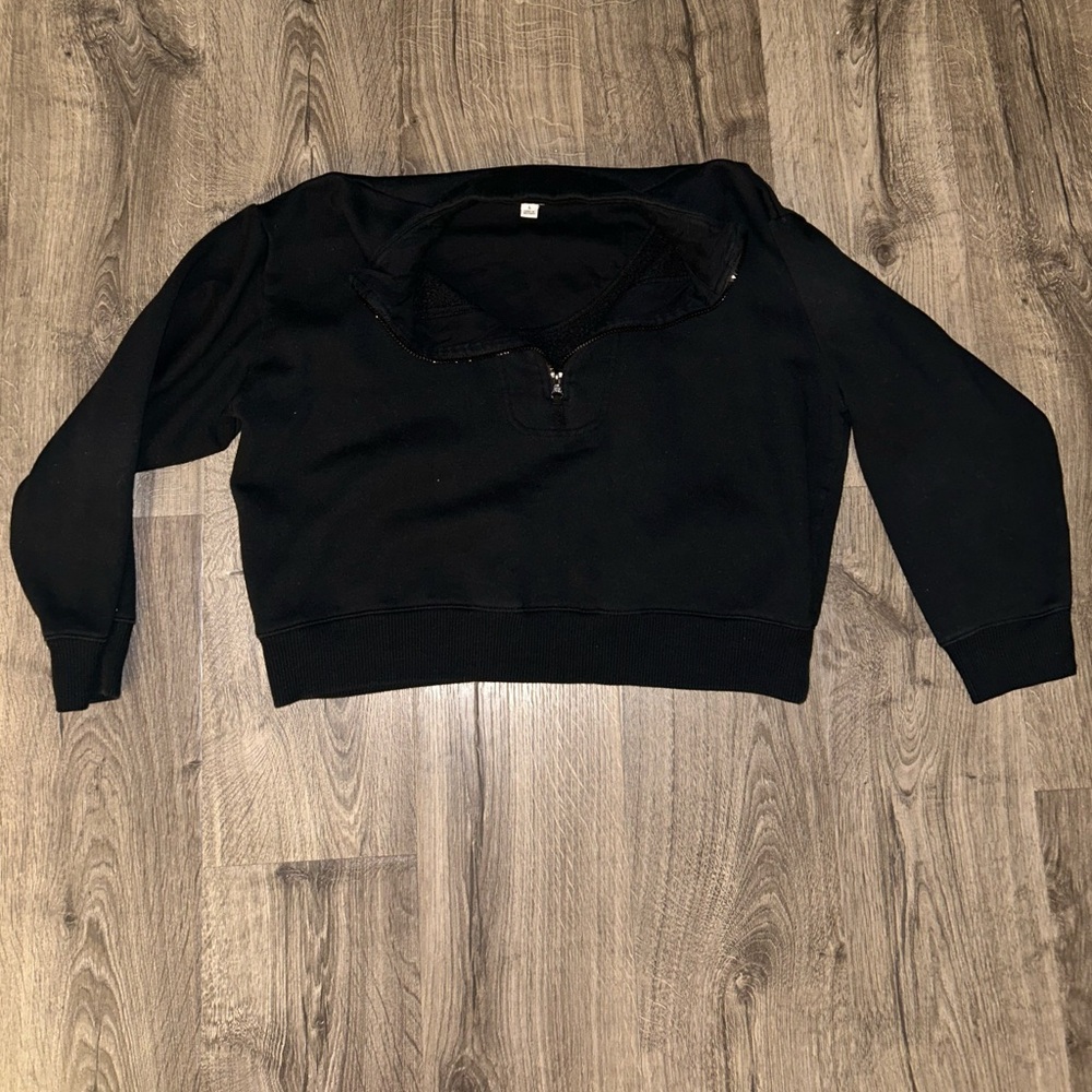 Cropped black quarter zip